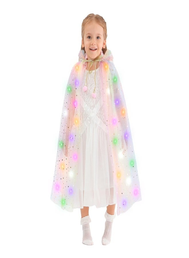 HSCTEK Light Up Princess Cape, Rainbow Princess Dress up Tulle Cape, Coloful Princess Outfit Costume Accessories Kids Toddlers Girls - Image 2